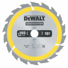 DeWalt DT1933 Construction Circular Saw Blade 165 x 20mm x 18T