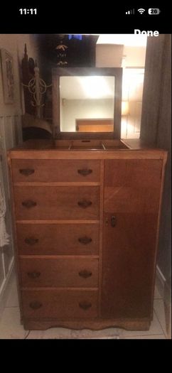Beautiful Art Deco Oak Compactum "Gentleman's Chest "Wardrobe (Original Vintage Compartments & 4 castors )