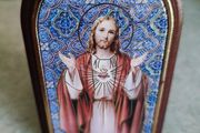 Antique WOOD Miniature OF Jesus wood Plaque.