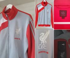 Liverpool FC adidas Retro Track Jacket Grey Red Vintage Style