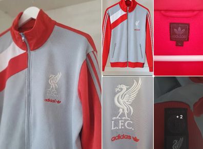Liverpool FC adidas Retro Track Jacket Grey Red Vintage Style