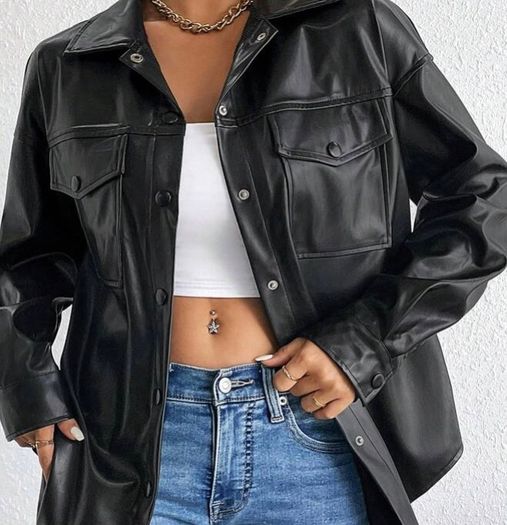 Zara faux leather shirt