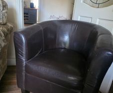 Brown Faux leather bucket tub chair