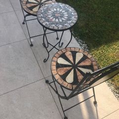 Small mosaic bistro table and two chairs
