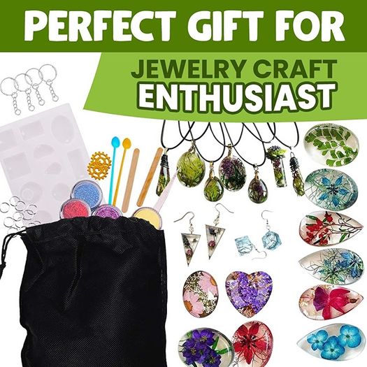 Jewelry Making Kit - Resin Kits for Beginners with Molds and Resin Making Supplies - Silicone Casting Mold, Tools Set and Clear Epoxy Resin for DIY Jewelry Craft (FREE SHIPPING)