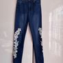 H&M Blue Skinny Jeans wish White Floral Lace - Size EUR 36 / UK 8 Image 2