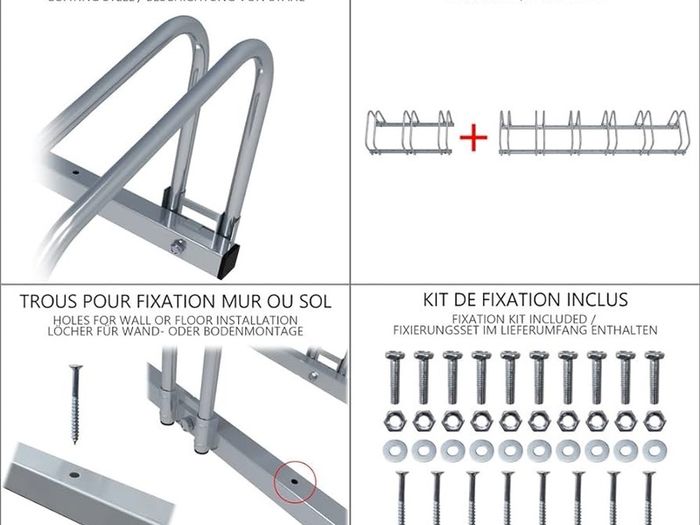 5 Bike Stand Floor or Wall mounted bike rack for garage Bicycle Parking rack Cycle Storage Locking Stand