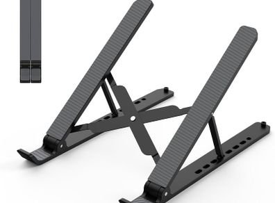 Laptop Stand for Desk, Adjustable Laptop Riser ABS+Silicone Foldable Lap Desk Portable Computer Holder, Ventilated Cooling Notebook Stand