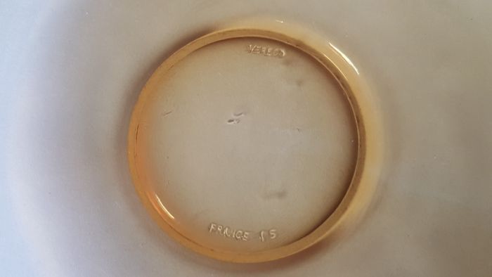 Vereco France Amber Glass 9 Piece Two Handled Soup Bowls and Cups And Saucer