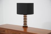 Vintage Swedish Amber Glass &amp; Brass Table Lamp by MAE Lighting, 1960s.