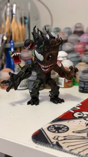 Venom Groot Figure Hand Painted 3D Print
