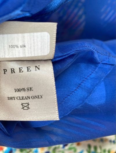 Preen By Thornton Bregazzi Royal Blue Silk Blouse Size Medium