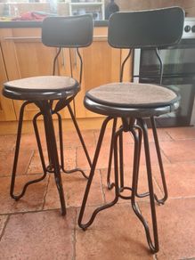 Pair of Dutchbone Ovid Industrial Counter Stools in excellent condition.
