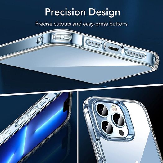 Hybrid Case Compatible with iPhone 13 Pro Max, with 2-Pack Tempered-Glass Screen Protectors, Reinforced Drop Protection, Shock-Proof Bumper, Scratch-Resistant Phone Case, Classic Series, Clear