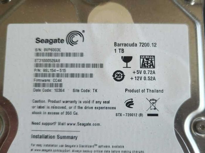 1 TB HDD 3.5" + 250 GB HDD 3,5" Seagate, working.