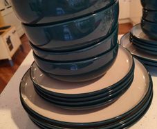 m&s tribeca teal dinner set x 12