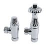 Milano Antique Chrome Thermostatic Angled Radiator Valves Image 2