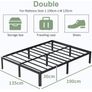 Double Bed Frame 4ft6 with Rounded Corner Legs, Heavy Duty Metal Bed Frame Small Double with Steel Slats Support, Double Bed 36 cm High, Noise Free, Easy Assembly Image 8