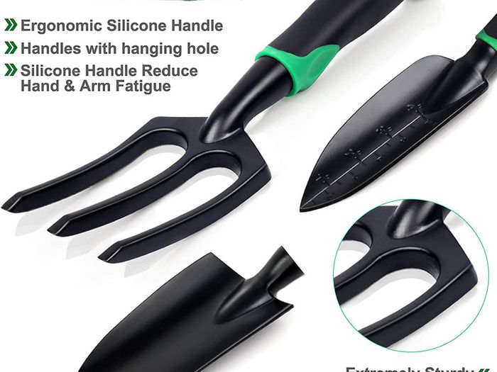 _Garden Tools Set, 11 in 1 Garden Tool Set with Bag, Stainless Steel Pruning Shears, Planting Trowel, Weed Trowel, Rake, Weed Fork, Pointed Shovel, Spray Accessory Set for Garden Care