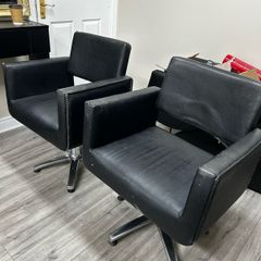 2 x Leather Barber Chairs