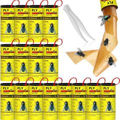 16 Pesticide Free Fly Paper, Sticky Fly Catchers Set for Indoor or Greenhouse use (16 Pack)