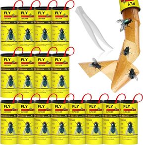 16 Pesticide Free Fly Paper, Sticky Fly Catchers Set for Indoor or Greenhouse use (16 Pack)