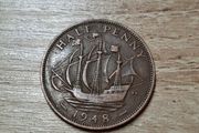 Great Britain UK 1948 Half Penny George VI Coin - free standard postage