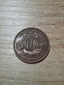 Great Britain UK 1948 Half Penny George VI Coin - free standard postage
