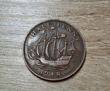 Great Britain UK 1948 Half Penny George VI Coin - free standard postage