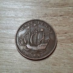 Great Britain UK 1948 Half Penny George VI Coin - free standard postage