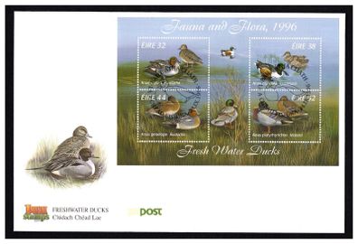 1996 Ireland Fauna & Flora (Freshwater Ducks) Commemorative Stamps Miniature Sheet An Post First Day Cover (FDC)