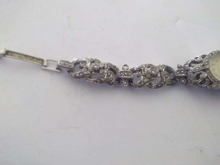 a art deco ladies marcasite wrist watch by trebex working