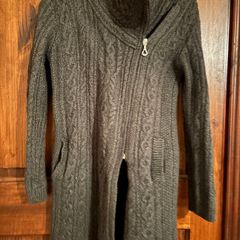Aran Islands Knitwear Dark Green Wool Sweater Dress Zip Detail