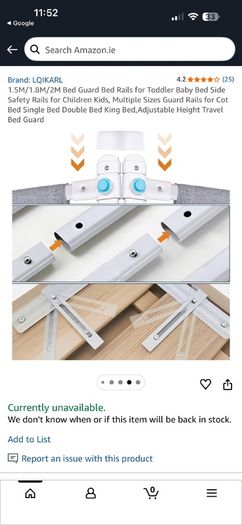 Safety Bed Guard Rail 200 cm