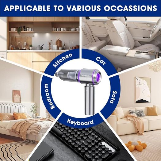 Car Vacuum Cleaner Cordless Powerful 22000Pa Strong Cyclonic Suction Blowing Brushless Motor Portable Rechargable Lightweight for Pet Hair Vehicle Home Office Purple