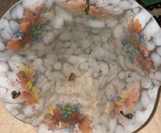 Art Deco 1930s Mottled Glass Flycatcher Ceiling Light Shade, Hand Painted Grapes