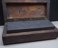 Antique Sharpening Stone In Wooden Box