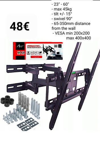 Tv Wall Mount Bracket Tilt and Swivel 23-60"