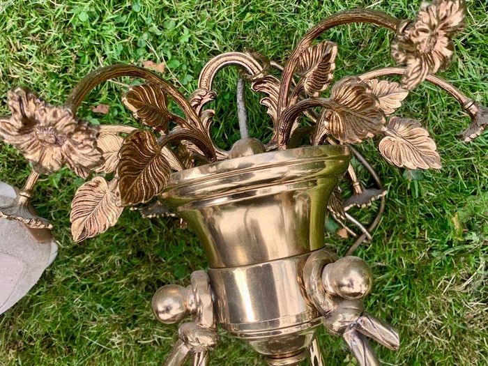 Vintage 6 arm brass chandelier
