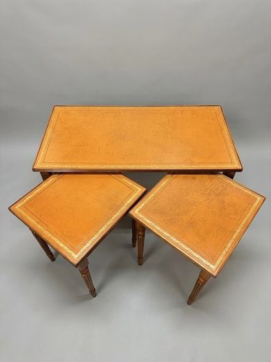 Vintage Shaw of London Leather Top Nesting Tables