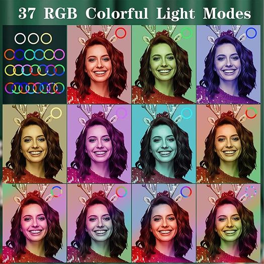 Light with Tripod Stand & Phone Holder - 10 inch Selfie LED Ringlight Dimmable Desktop Lamp 40 Colors RGB Tall Circle Light for Camera Makeup Video (FREE SHIPPING)