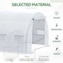 4 x 3 x 2 m Polytunnel Greenhouse w/ Roll-up Side Walls, Steel Frame Walk-in Grow House Tent w/ Zippered Door and 8 Windows and Reinforced Cover for Garden and Backyard, White Image 4