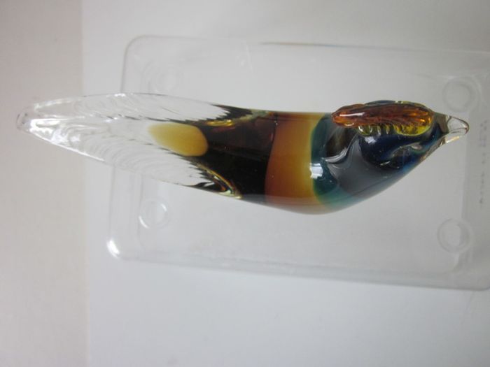 Pair of Hand Blown Multicoloured Art Glass Rooster Figurines