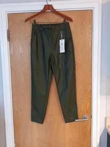 Only Forest Night  Green Faux Leather  Trousers.  S.12 B.N.W.T