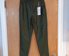 Only Forest Night  Green Faux Leather  Trousers.  S.12 B.N.W.T