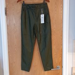 Only Forest Night  Green Faux Leather  Trousers.  S.12 B.N.W.T