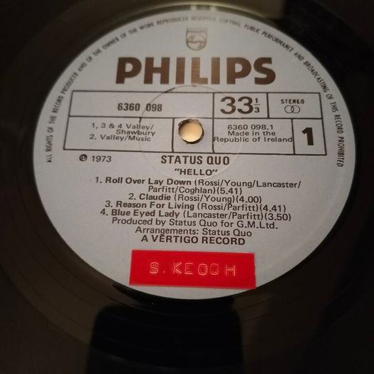 Status Quo - Hello - Philips Irish pressing
