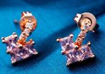 Rose Gold Plated Pink CZ Drop Earrings