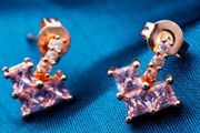 Rose Gold Plated Pink CZ Drop Earrings