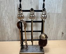 Vintage Brass Fireside Companion Set Complete with 3 Tools